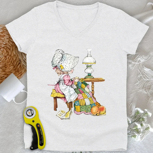 The Little Quilter Lady V-neck