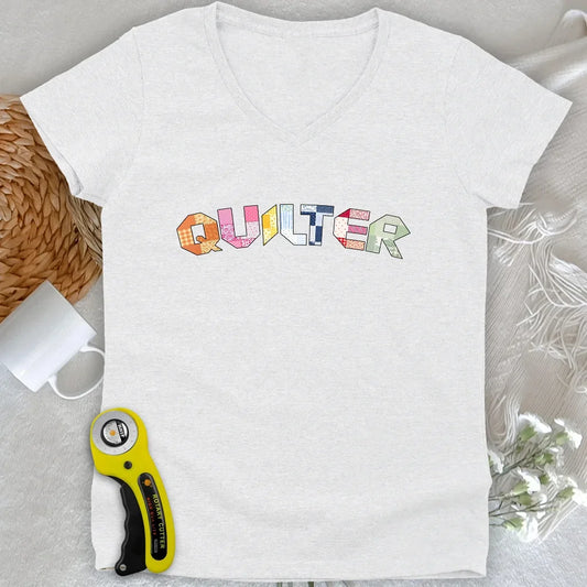 The Quilter's Studio Sampler Lady V-neck