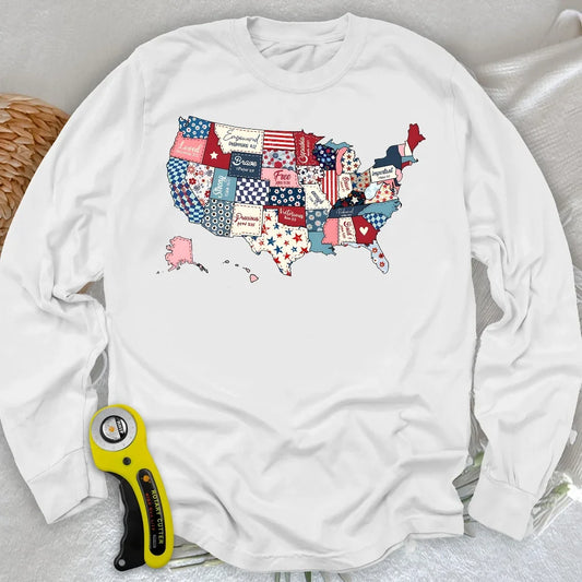 USA Quilt Map Long Sleeve T-shirt