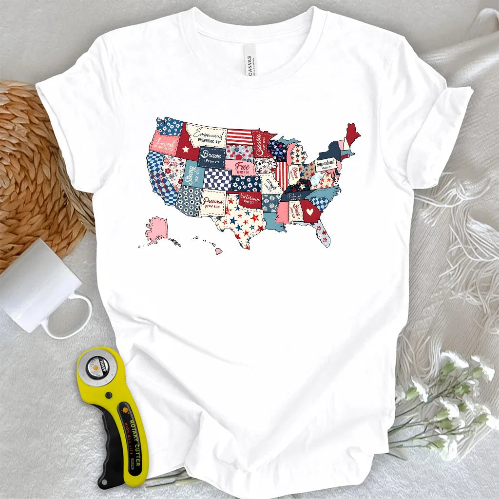 USA Quilt Map T-shirt