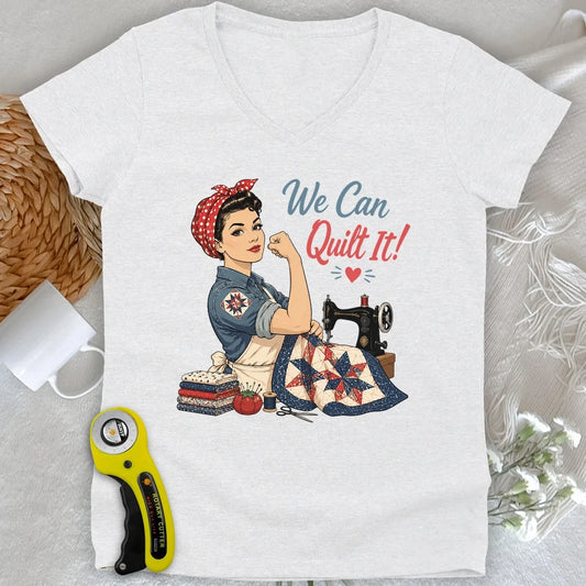 We Can Quilt It Lady V-neck