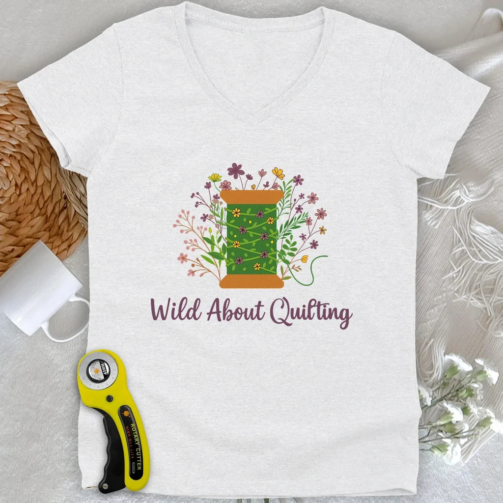 Wild About Quilting Lady V-neck