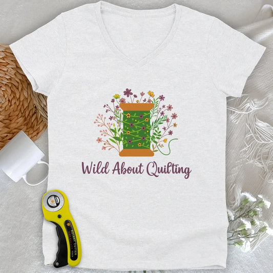 Wild About Quilting Lady V-neck
