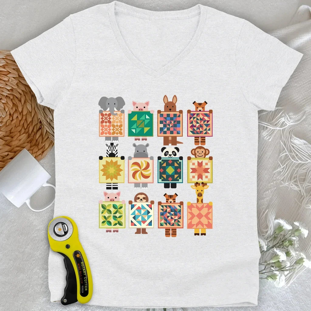 Woodland Patchwork Crew Lady V-neck